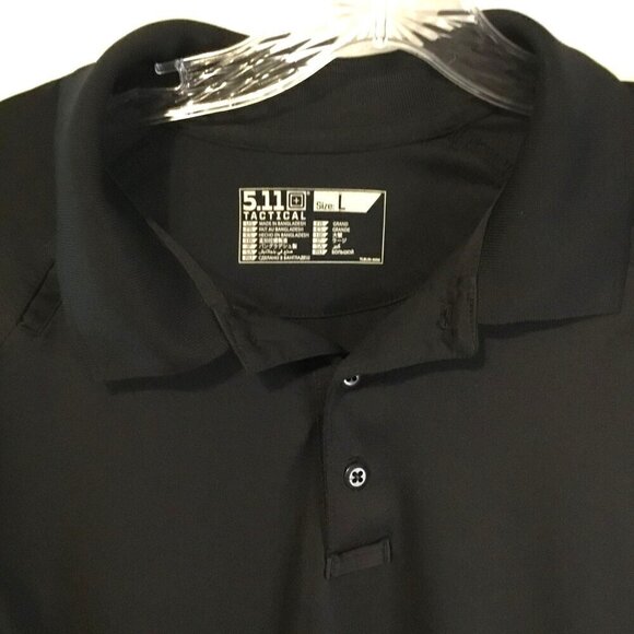 5.11 Tactical Men's 3-Button Short Sleeve Performance Polo Sz Large Black Work - Picture 2 of 9